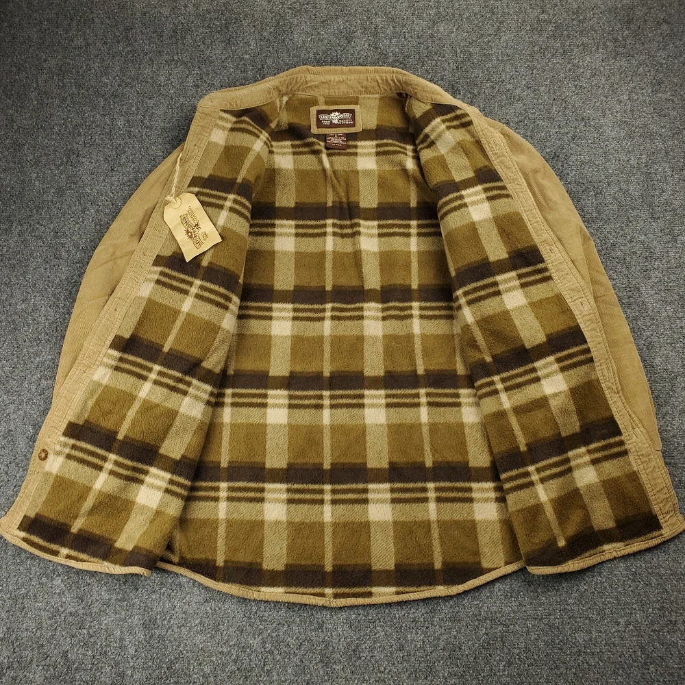 Levis Fleece Lined Corduroy Flannel Shirt Jacket Mens Medium Shacket Khaki Tan - Picture 3 of 11